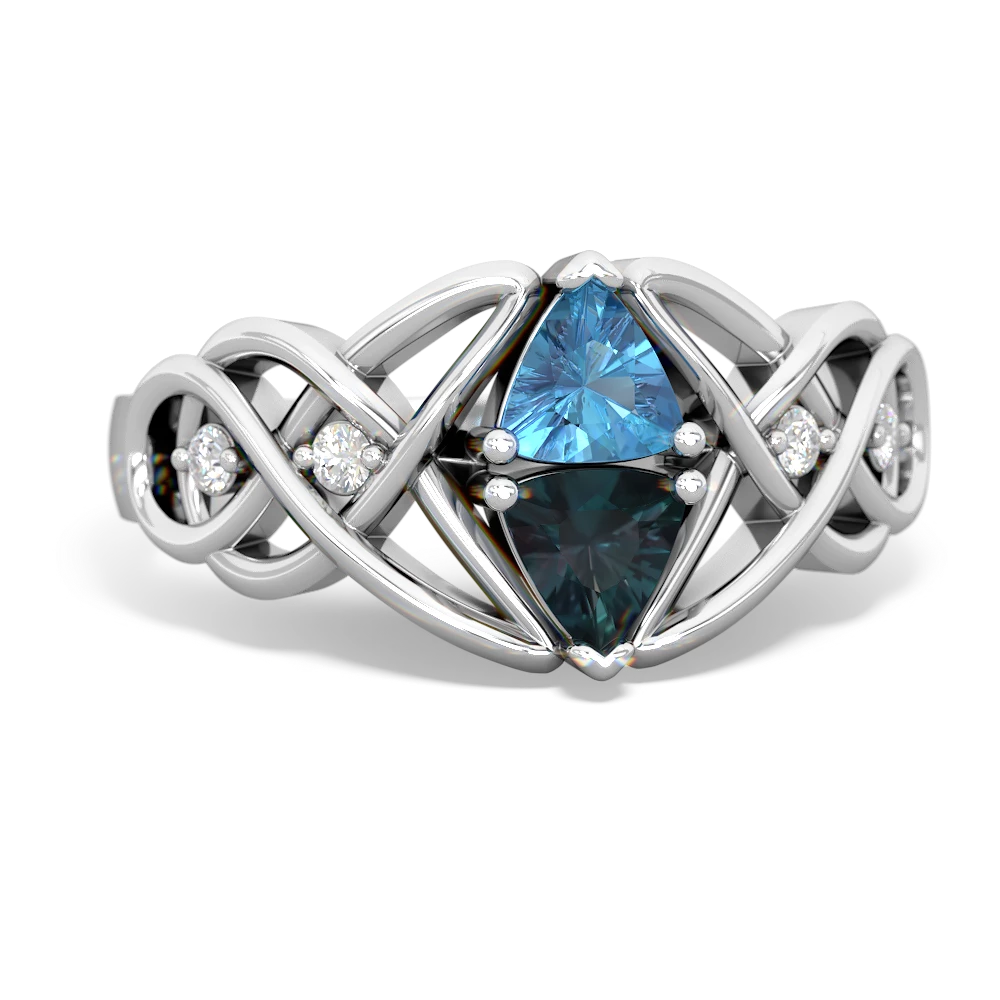 Blue Topaz Keepsake Celtic Knot 14K White Gold ring R5300