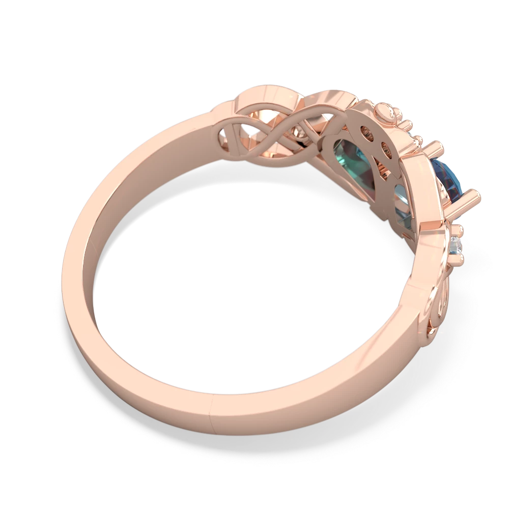 Blue Topaz 'One Heart' Celtic Knot Claddagh 14K Rose Gold ring R5322