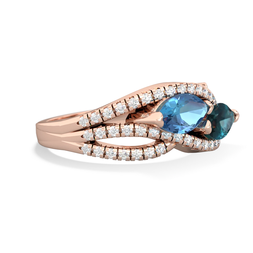 Blue Topaz Diamond Rivers 14K Rose Gold ring R3070