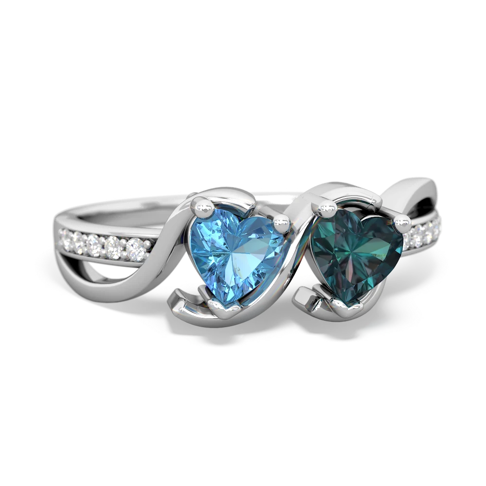 Blue Topaz Side By Side 14K White Gold ring R3090