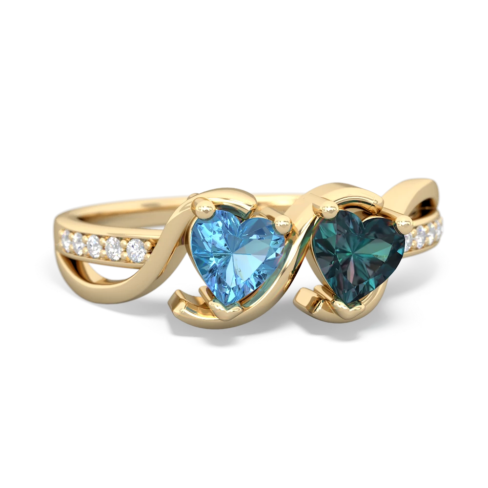 Blue Topaz Side By Side 14K Yellow Gold ring R3090