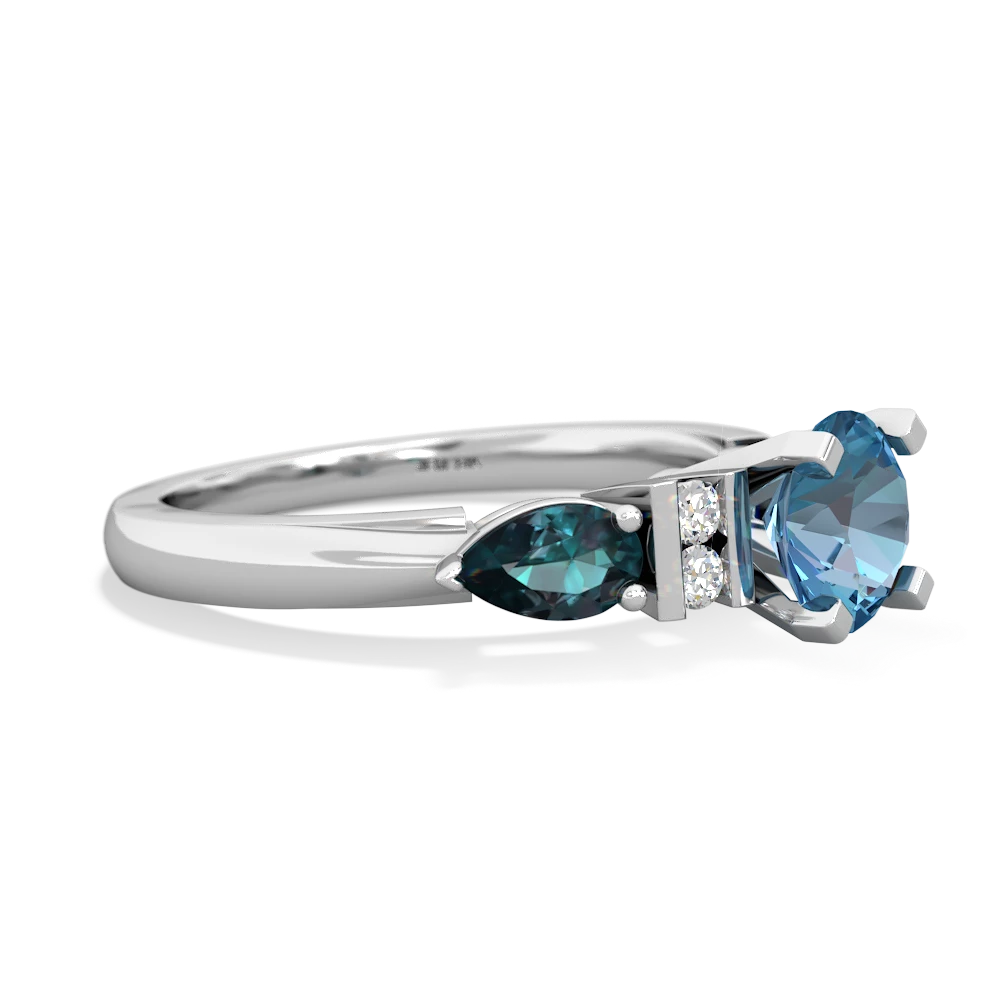 Blue Topaz 6Mm Round Eternal Embrace Engagement 14K White Gold ring R2005