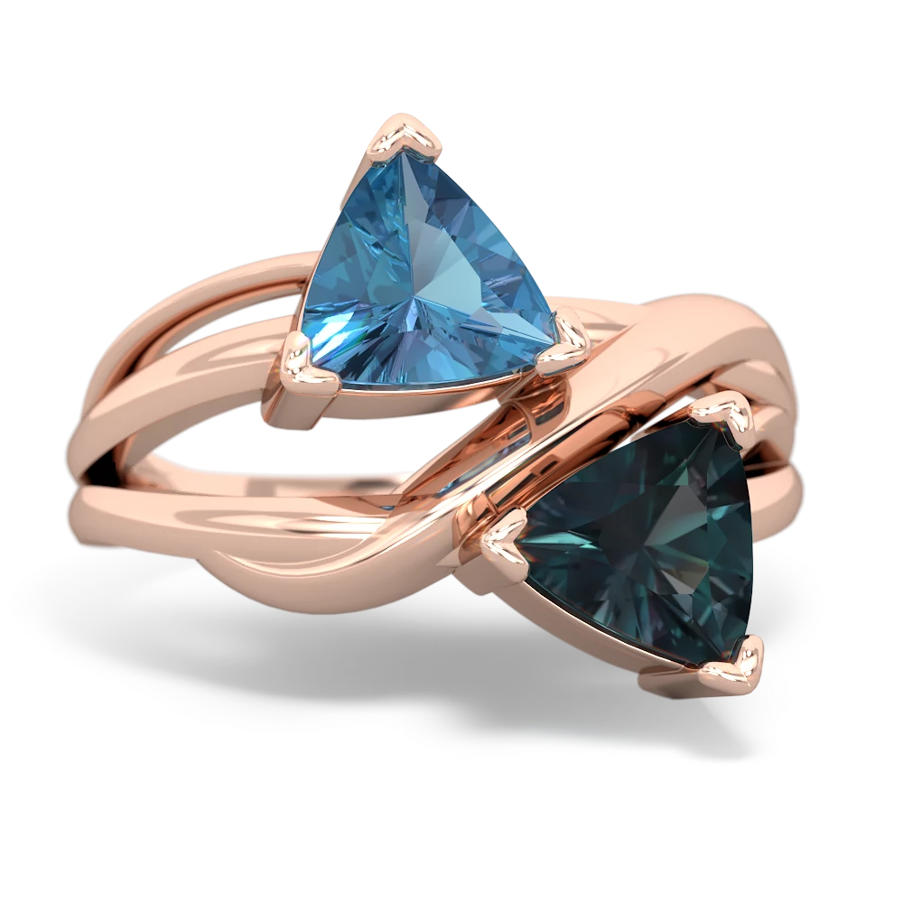 Blue Topaz Split Band Swirl 14K Rose Gold ring R2341