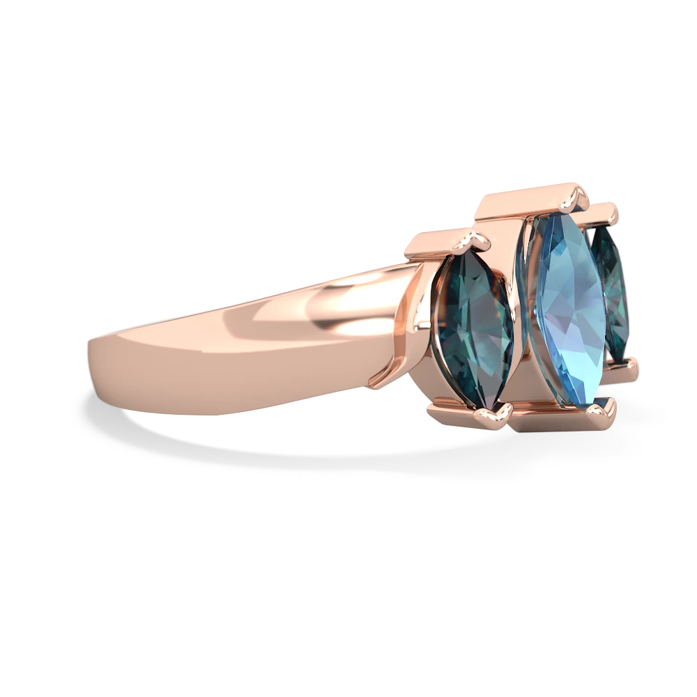 Blue Topaz Three Peeks 14K Rose Gold ring R2433