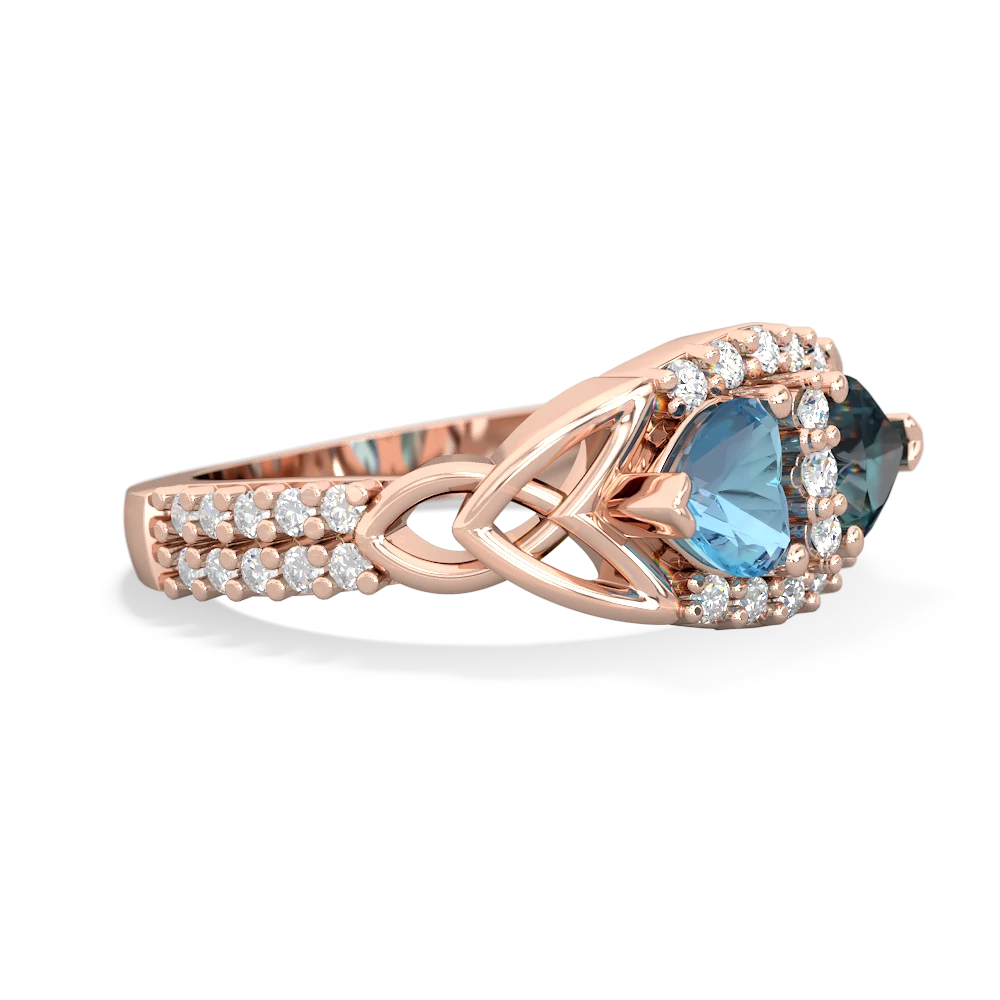 Blue Topaz Sparkling Celtic Knot 14K Rose Gold ring R2645