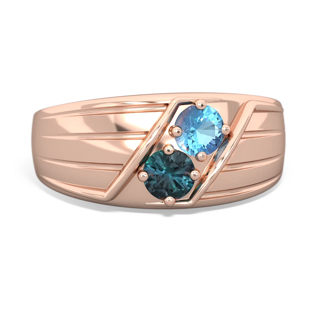 Blue Topaz Men's Streamline 14K Rose Gold ring R0460