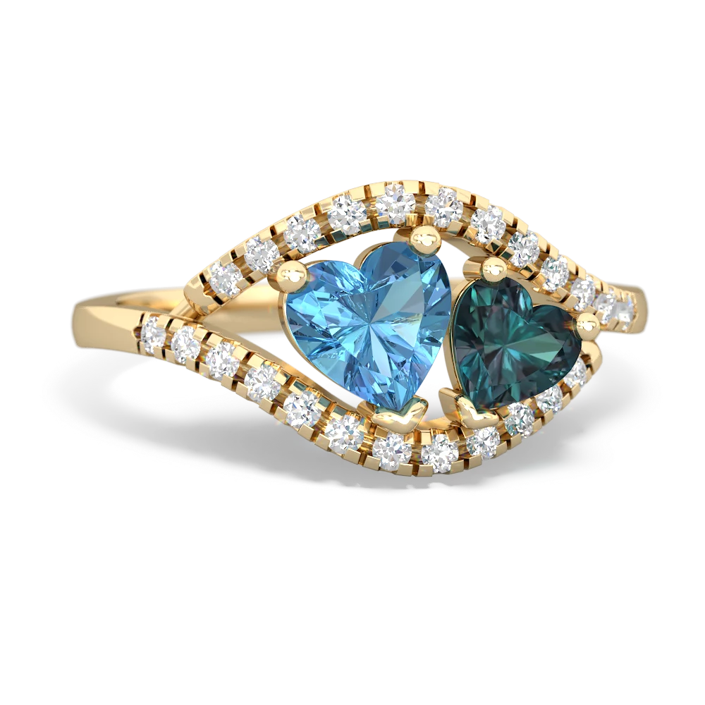 Blue Topaz Mother And Child 14K Yellow Gold ring R3010