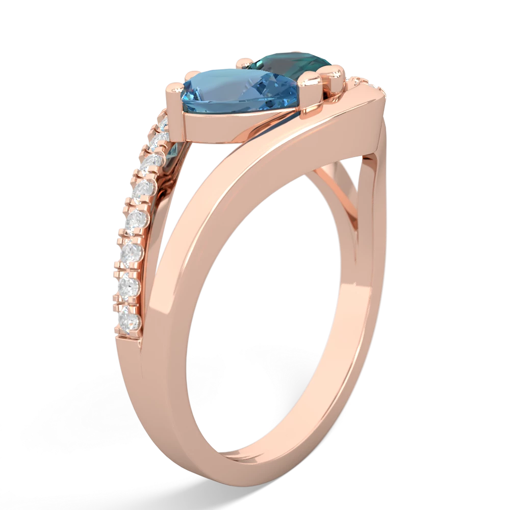 Blue Topaz Nestled Heart Keepsake 14K Rose Gold ring R5650