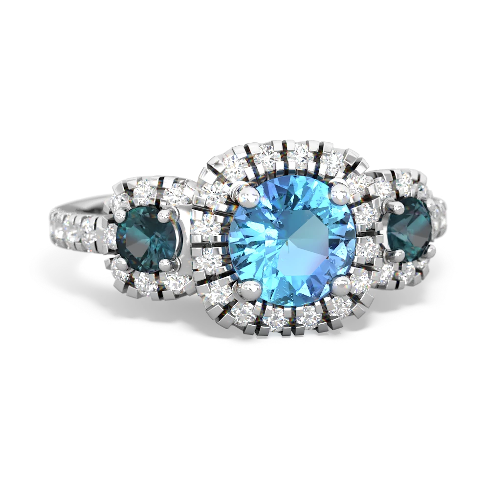 Blue Topaz Regal Halo 14K White Gold ring R5350