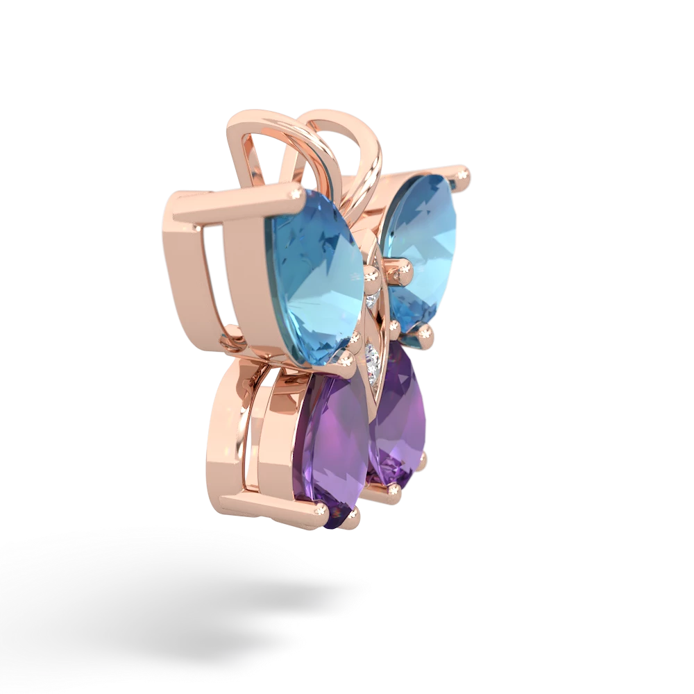 Blue Topaz Butterfly 14K Rose Gold pendant P2215