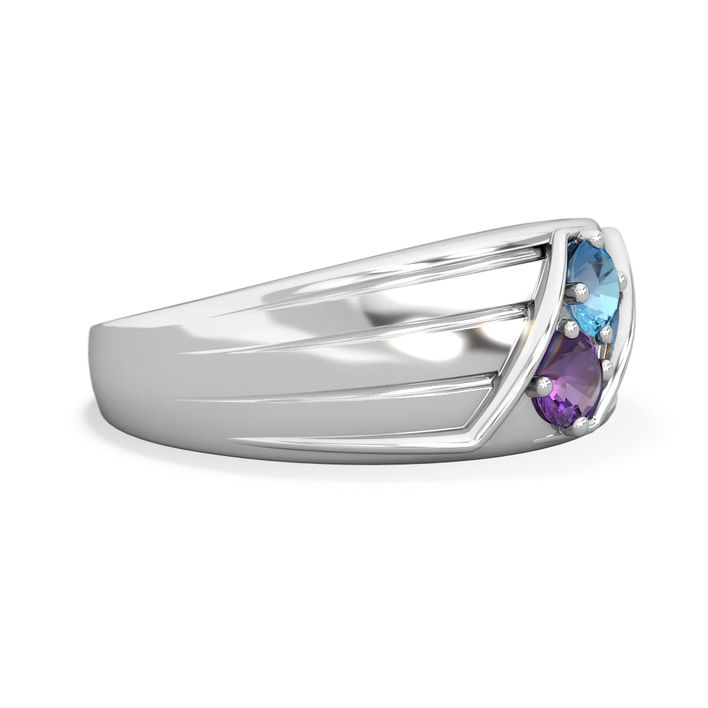 Blue Topaz Men's Streamline 14K White Gold ring R0460