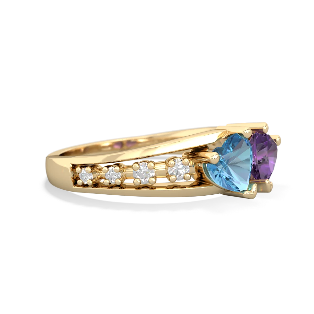 Blue Topaz Heart To Heart 14K Yellow Gold ring R3342