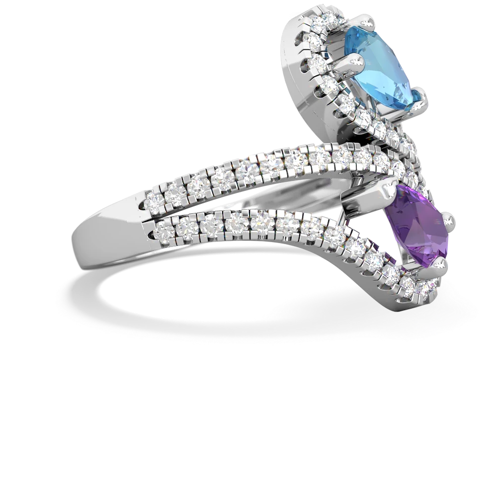 Blue Topaz Diamond Dazzler 14K White Gold ring R3000