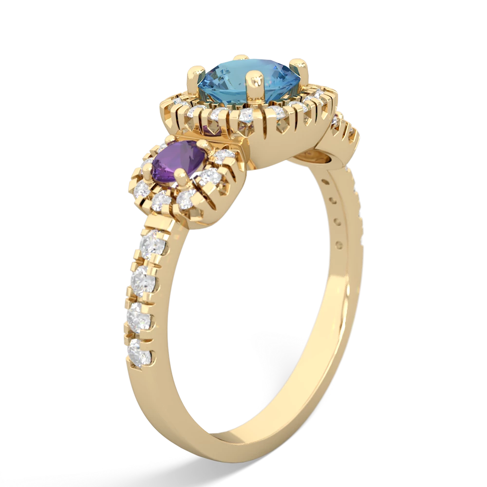 Blue Topaz Regal Halo 14K Yellow Gold ring R5350