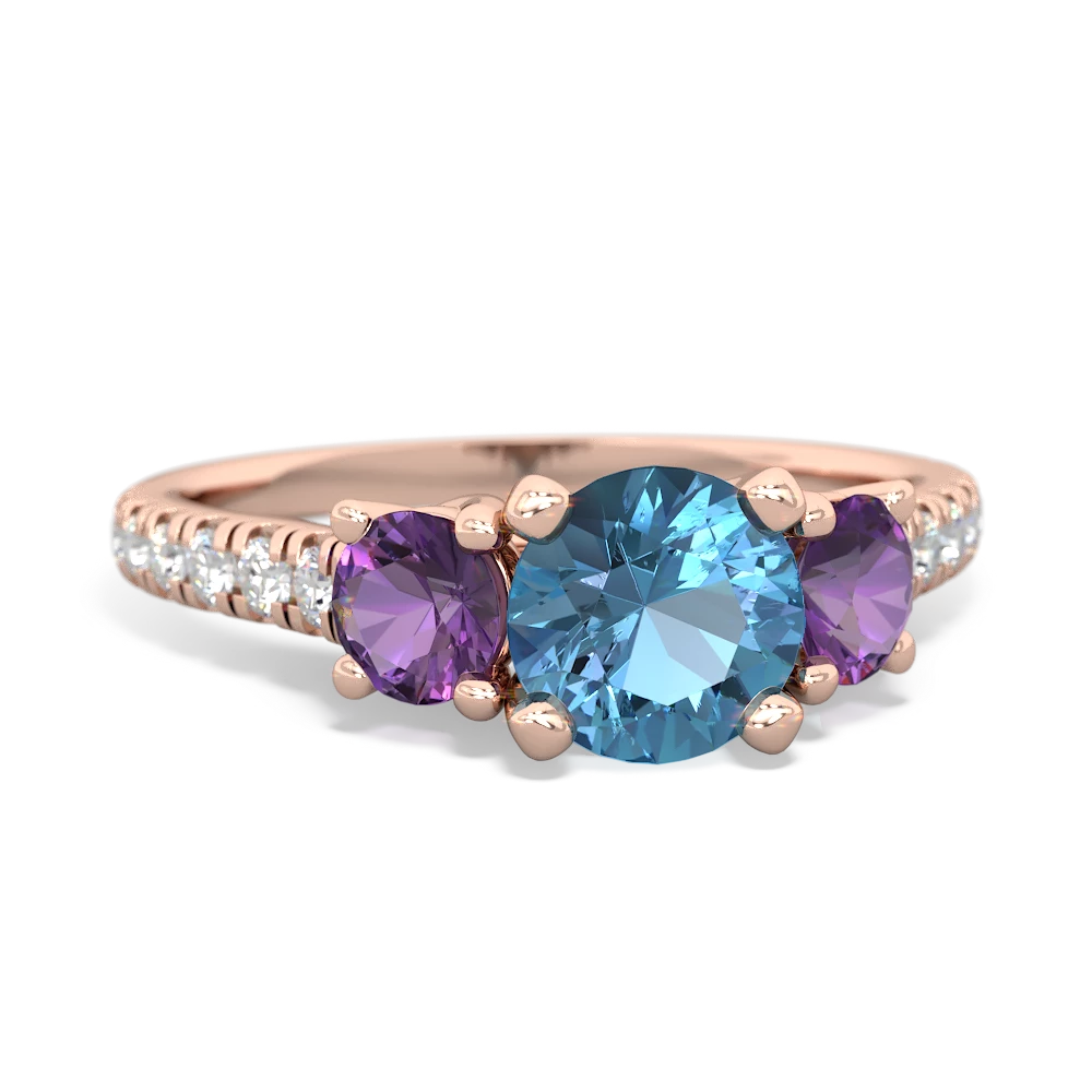 Blue Topaz Pave Trellis 14K Rose Gold ring R5500