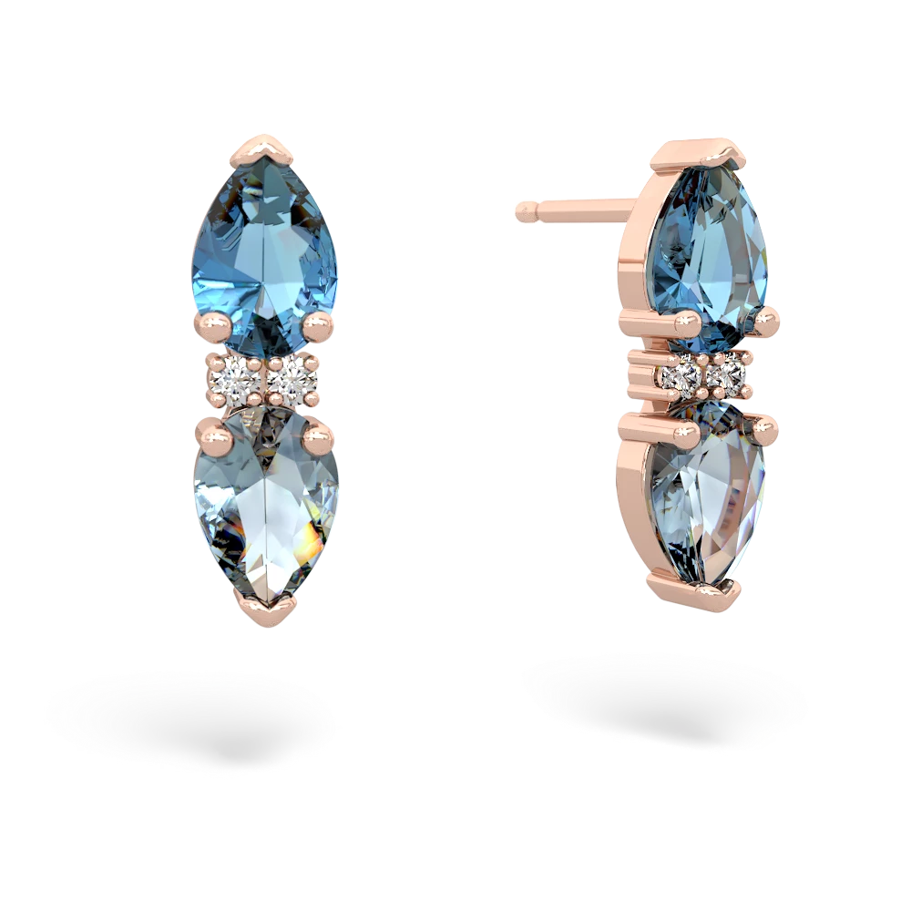 Blue Topaz Bowtie Drop 14K Rose Gold earrings E0865