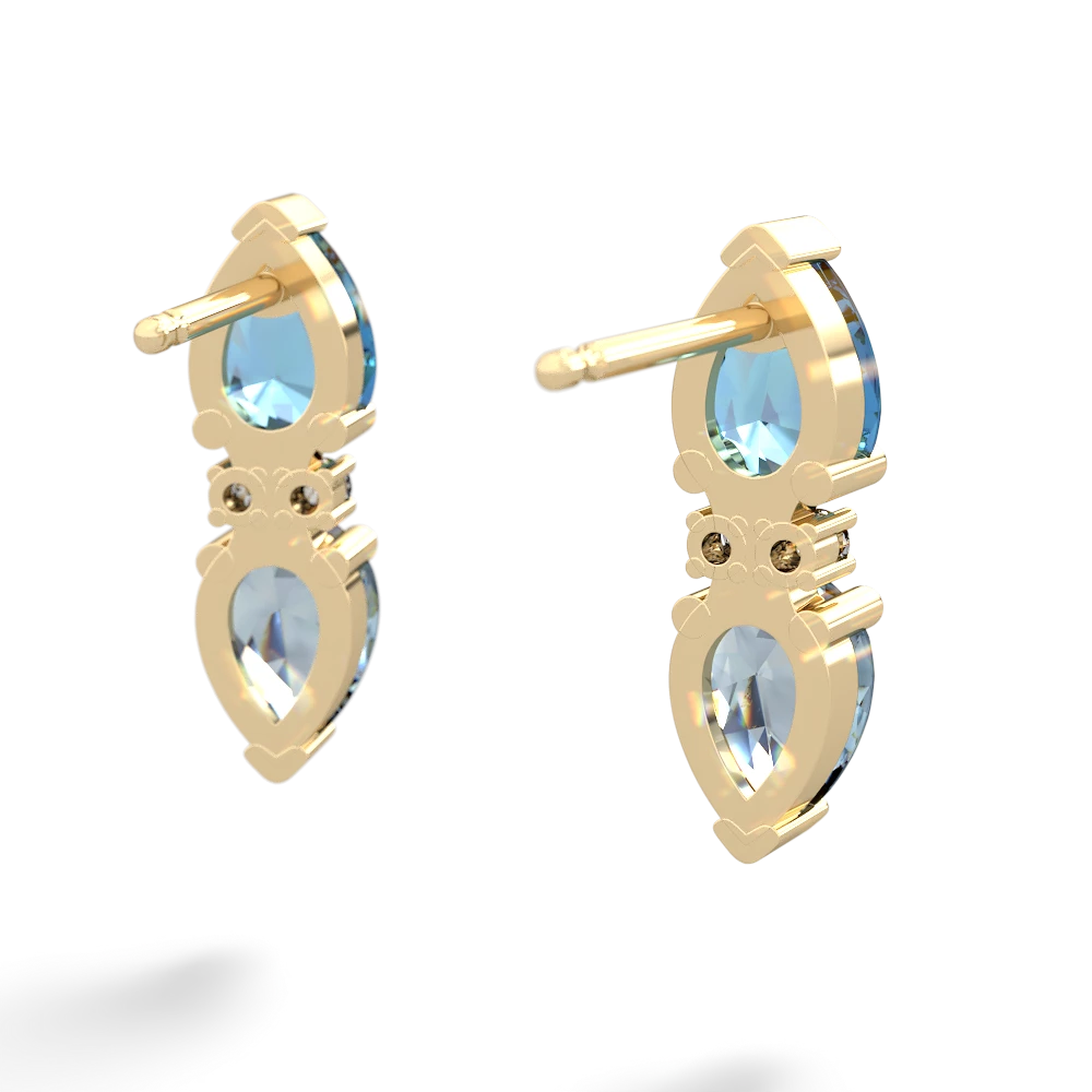 Blue Topaz Bowtie Drop 14K Yellow Gold earrings E0865