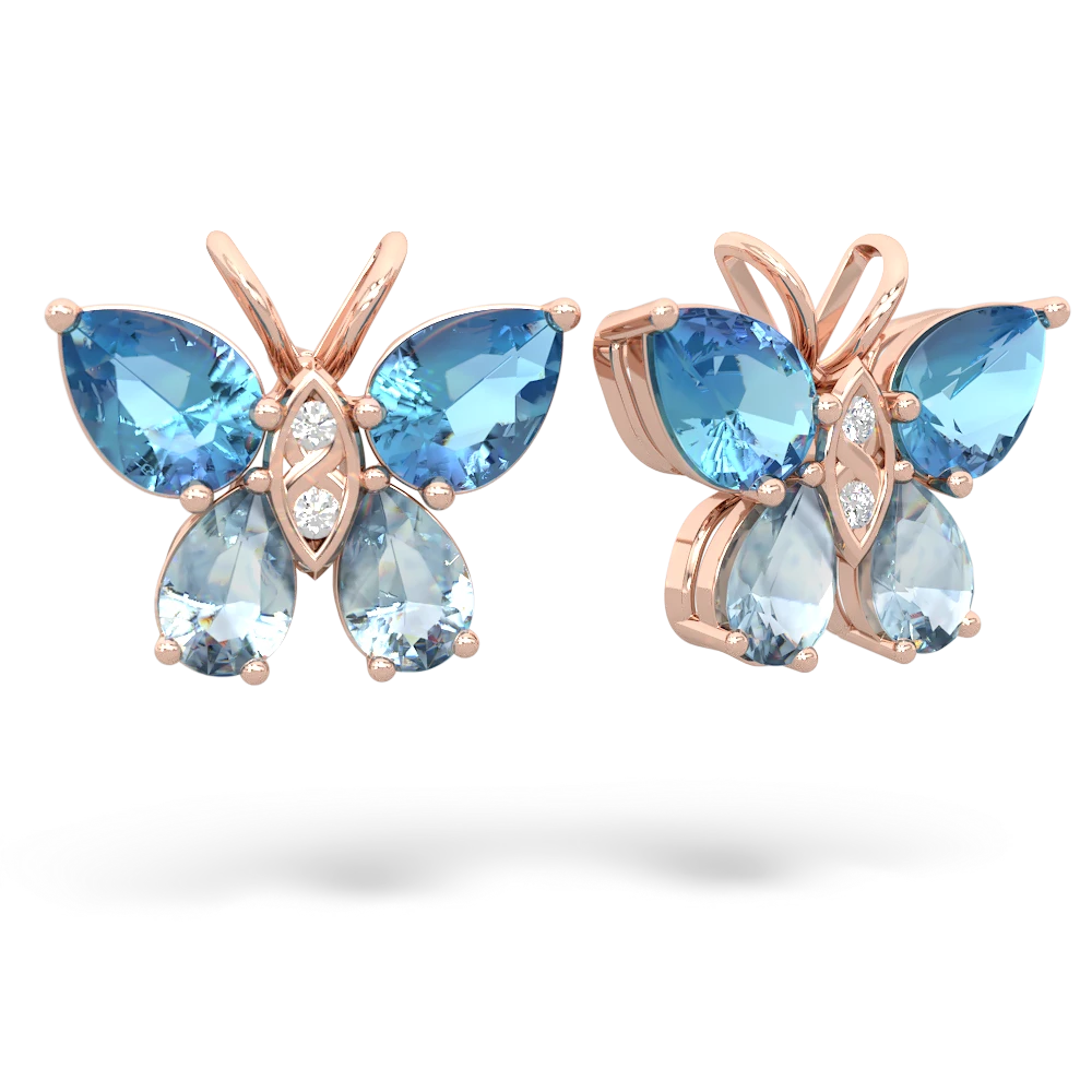 Blue Topaz Butterfly 14K Rose Gold earrings E2215