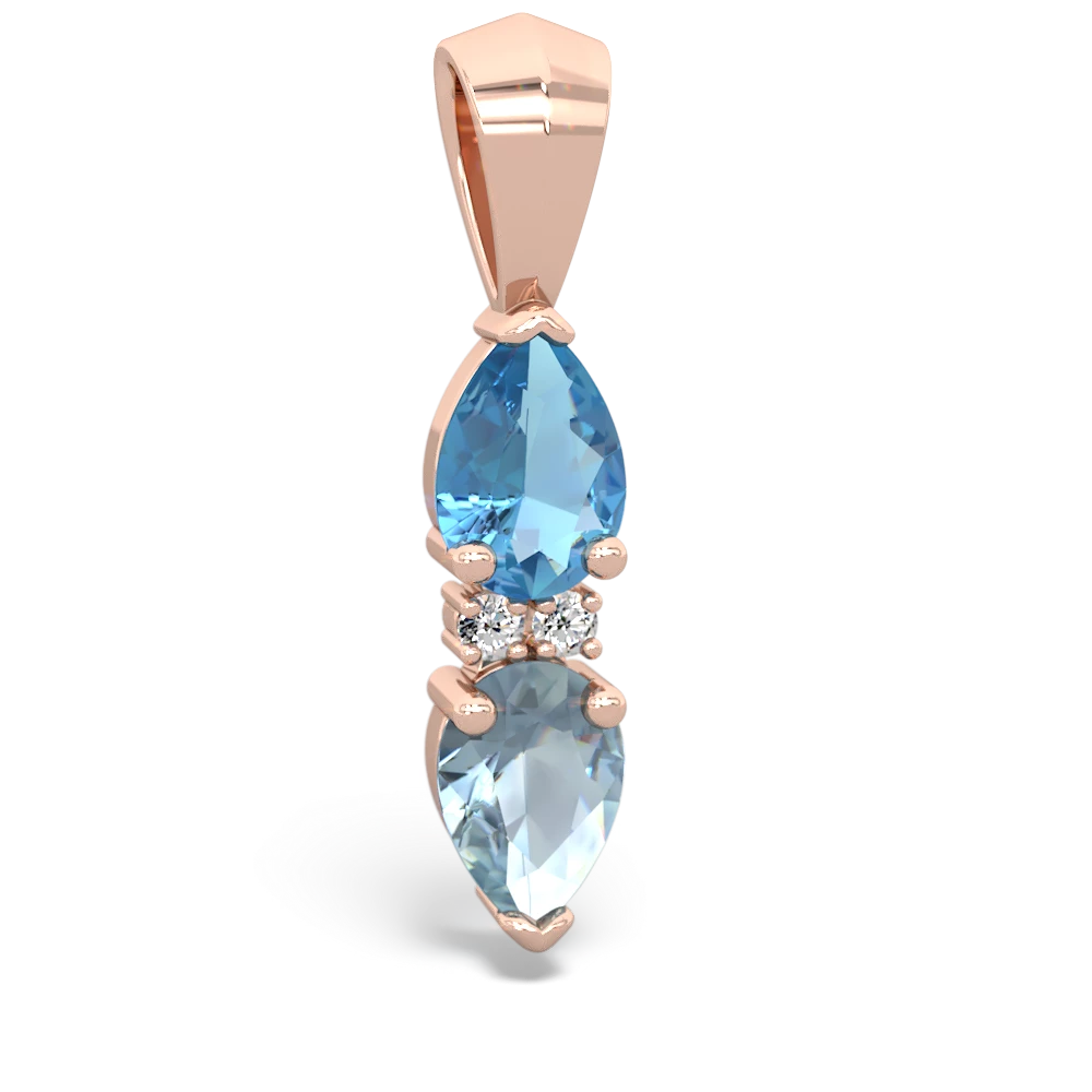 Blue Topaz Bowtie Drop 14K Rose Gold pendant P0865