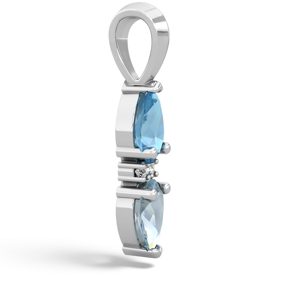 Blue Topaz Bowtie Drop 14K White Gold pendant P0865