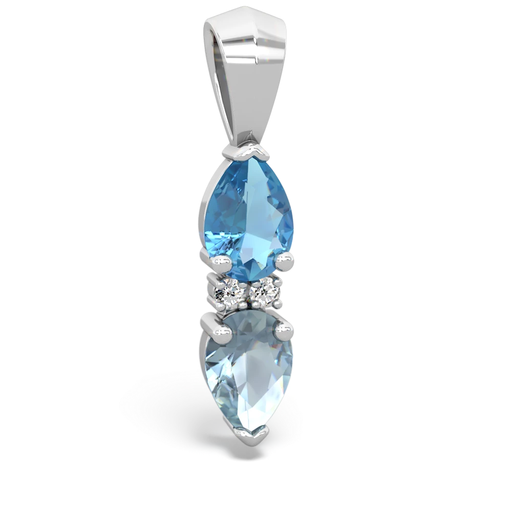 Blue Topaz Bowtie Drop 14K White Gold pendant P0865