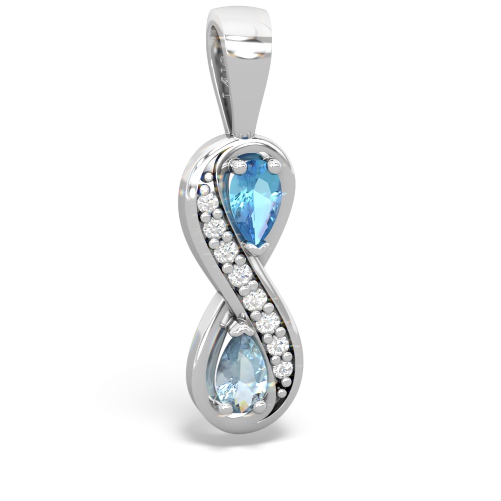 Blue Topaz Diamond Infinity 14K White Gold pendant P5390