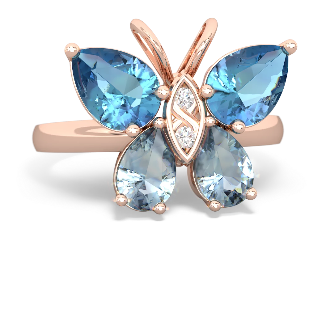 Blue Topaz Butterfly 14K Rose Gold ring R2215