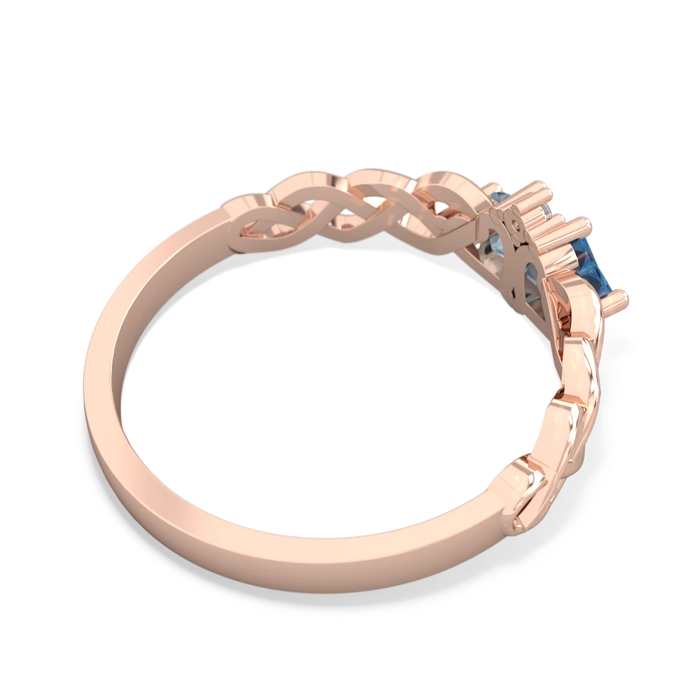 Blue Topaz Heart To Heart Braid 14K Rose Gold ring R5870