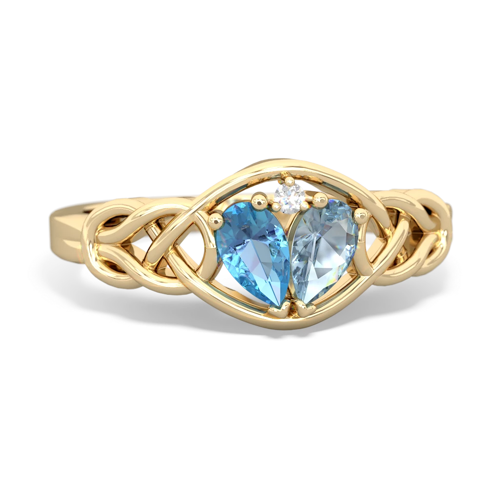 Blue Topaz Celtic Love Knot 14K Yellow Gold ring R5420