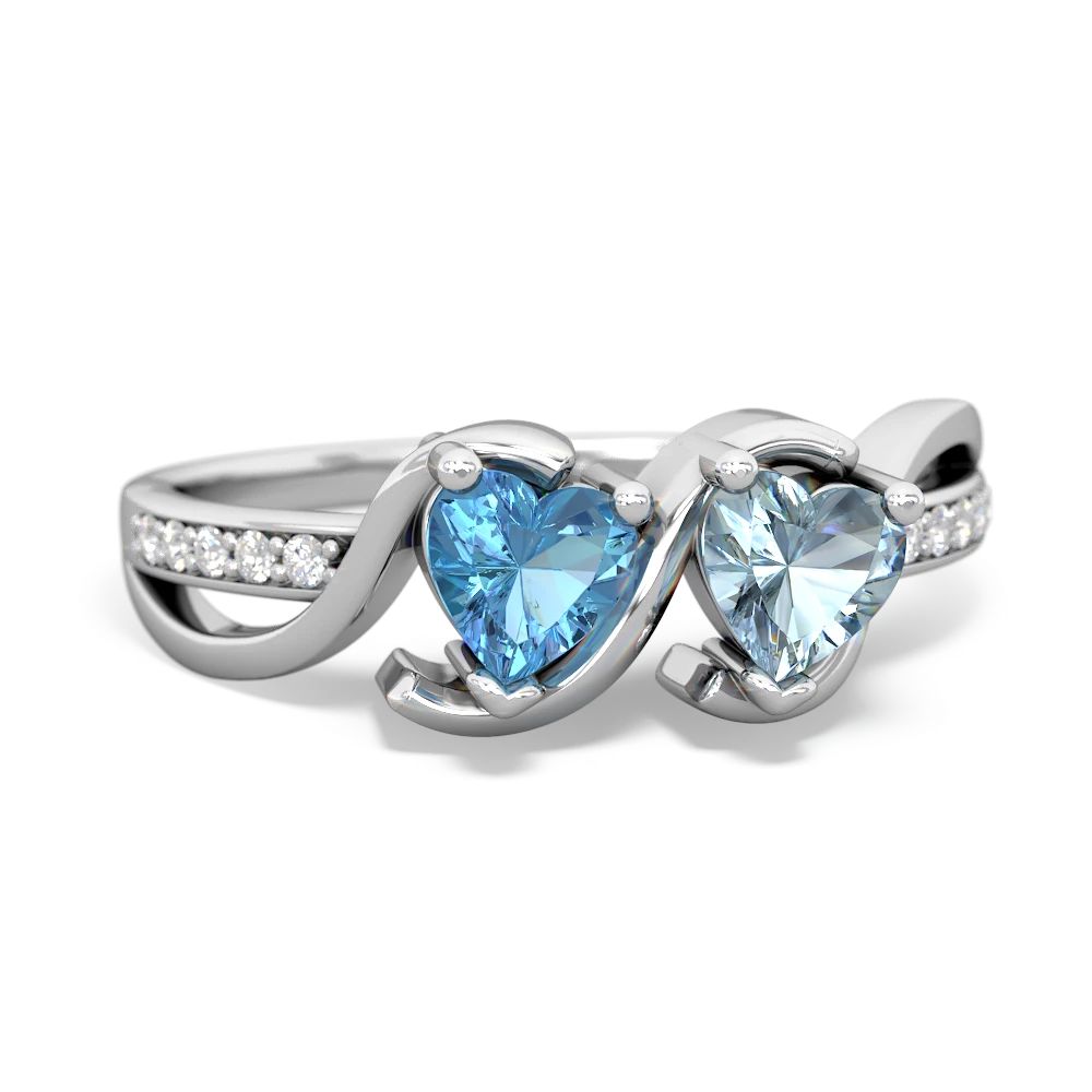 Blue Topaz Side By Side 14K White Gold ring R3090