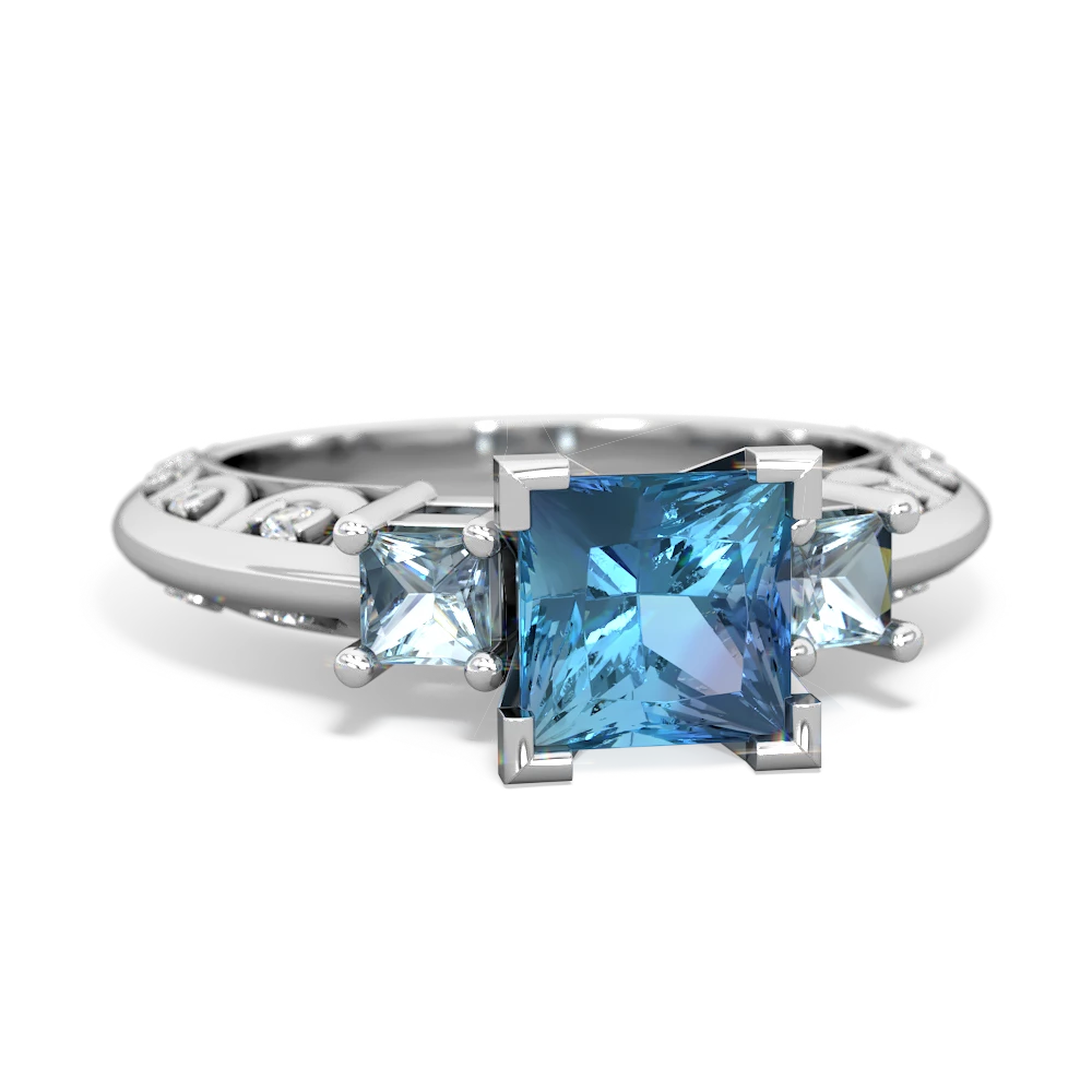 Blue Topaz Eternal Embrace Engagement 14K White Gold ring C2001