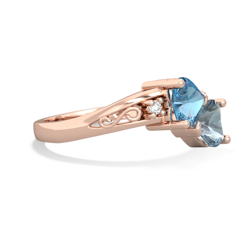 Blue Topaz Snuggling Hearts 14K Rose Gold ring R2178