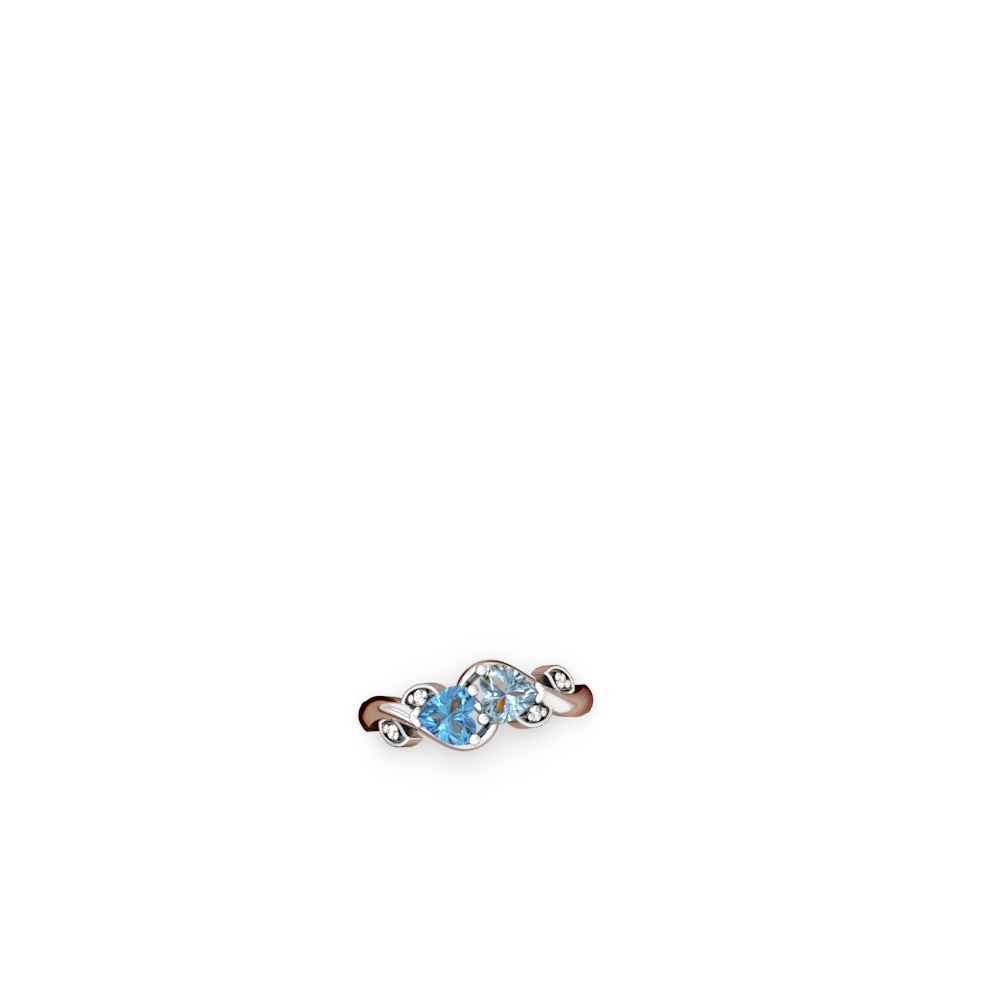 Blue Topaz Floral Elegance 14K White Gold ring R5790