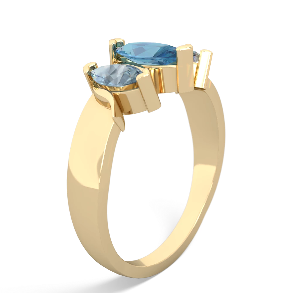 Blue Topaz Three Peeks 14K Yellow Gold ring R2433