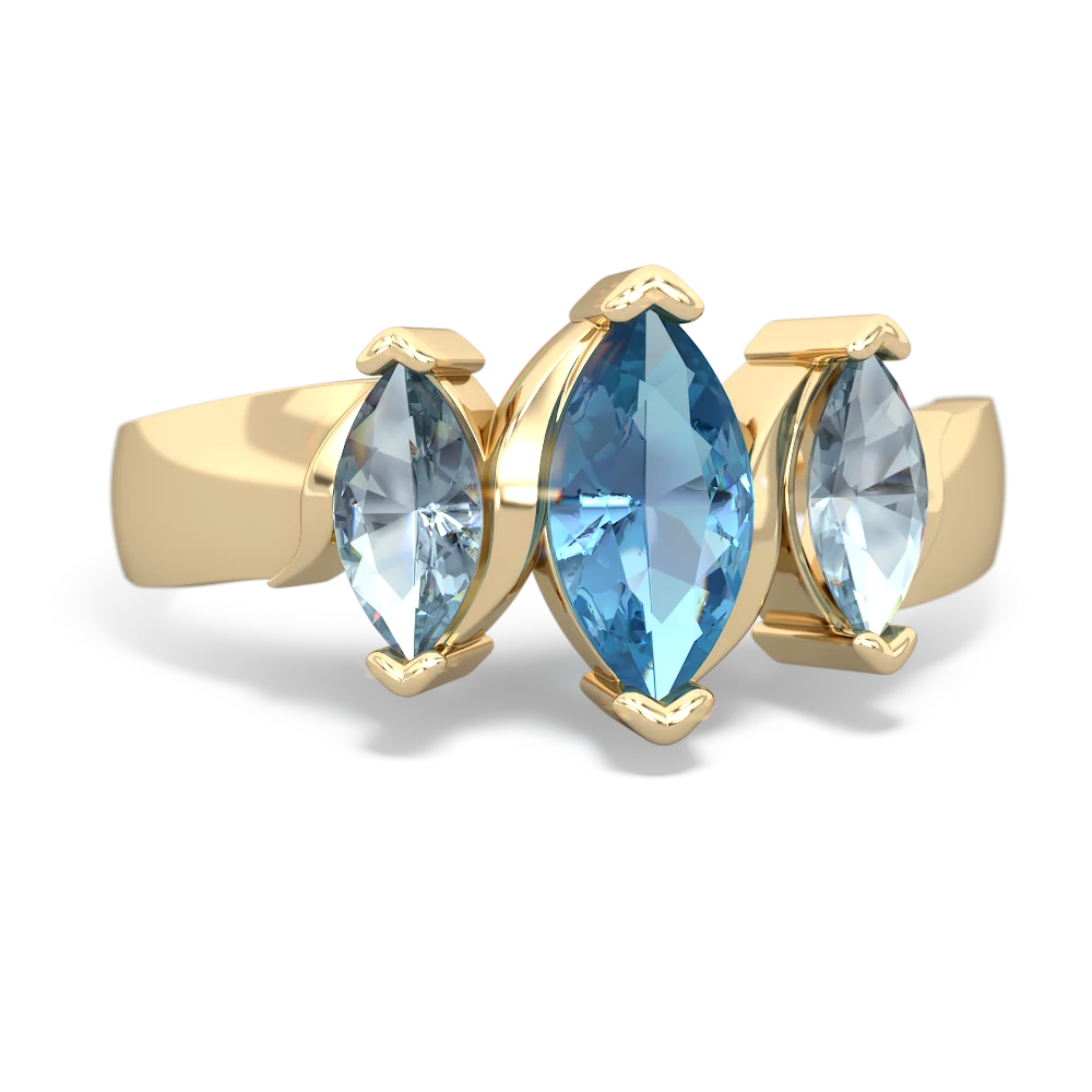 Blue Topaz Three Peeks 14K Yellow Gold ring R2433