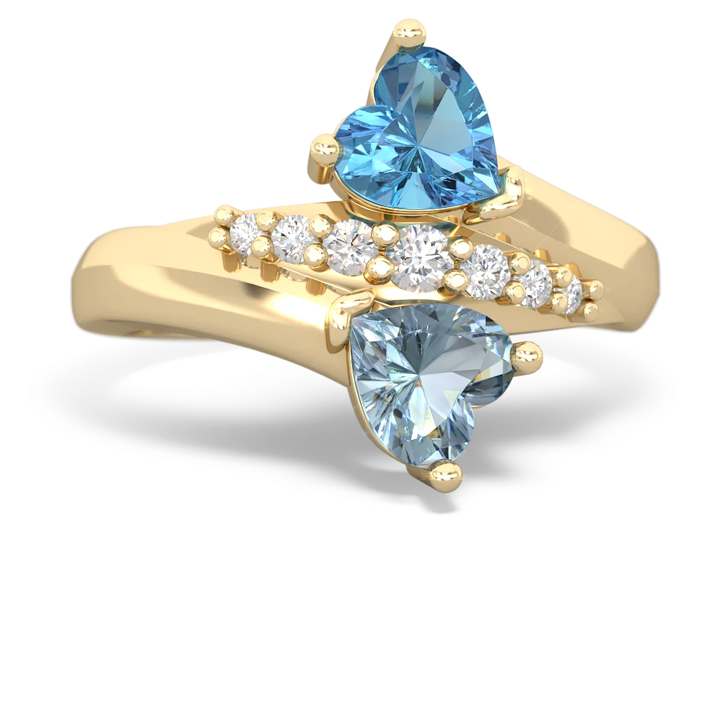 Blue Topaz Heart To Heart 14K Yellow Gold ring R2064