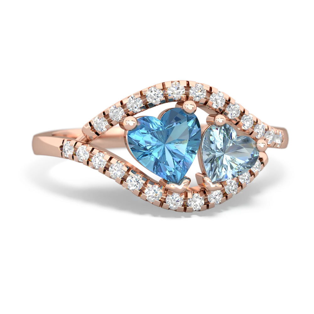 Blue Topaz Mother And Child 14K Rose Gold ring R3010