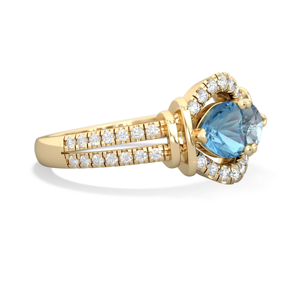 Blue Topaz Art-Deco Keepsake 14K Yellow Gold ring R5630