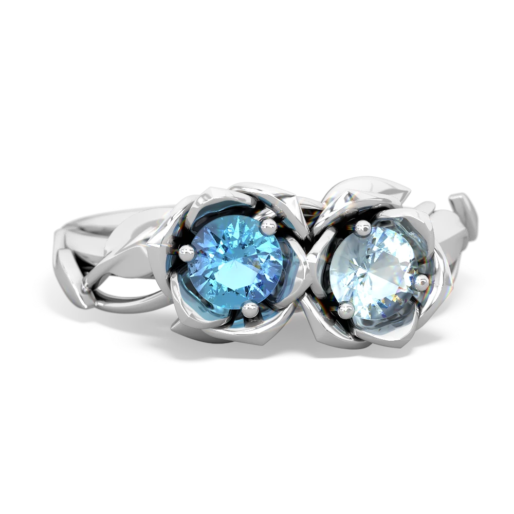 Blue Topaz Rose Garden 14K White Gold ring R5510