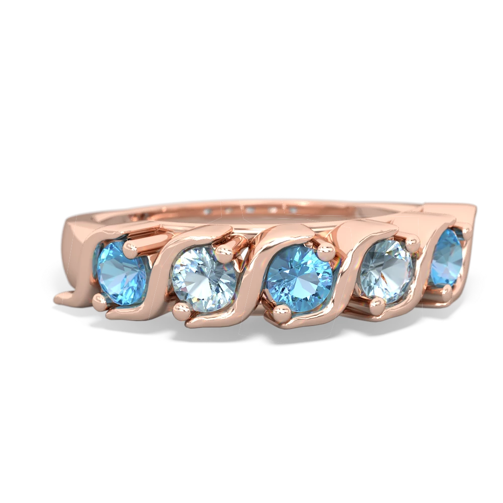 Blue Topaz Anniversary Band 14K Rose Gold ring R2089