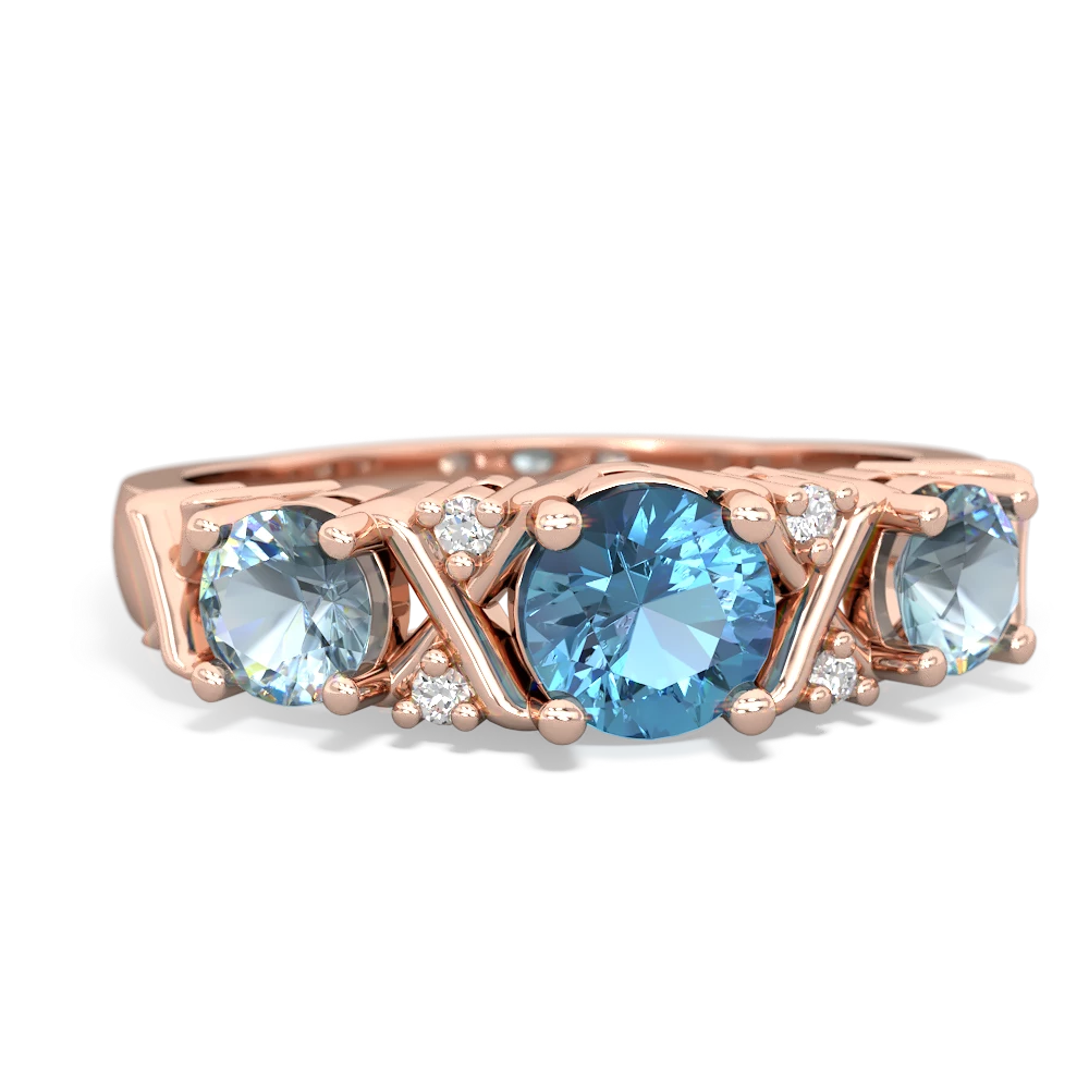 Blue Topaz Hugs And Kisses 14K Rose Gold ring R5016