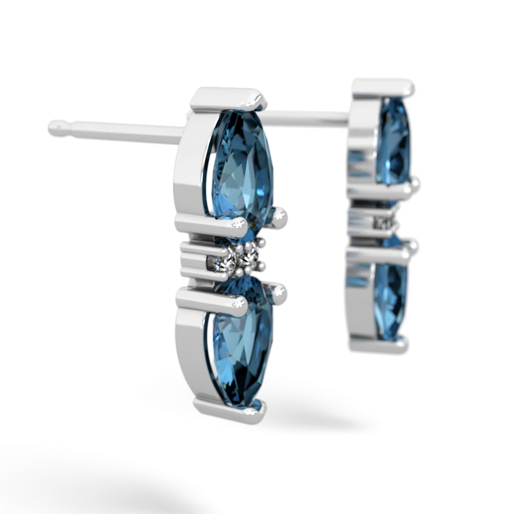 Blue Topaz Bowtie Drop 14K White Gold earrings E0865