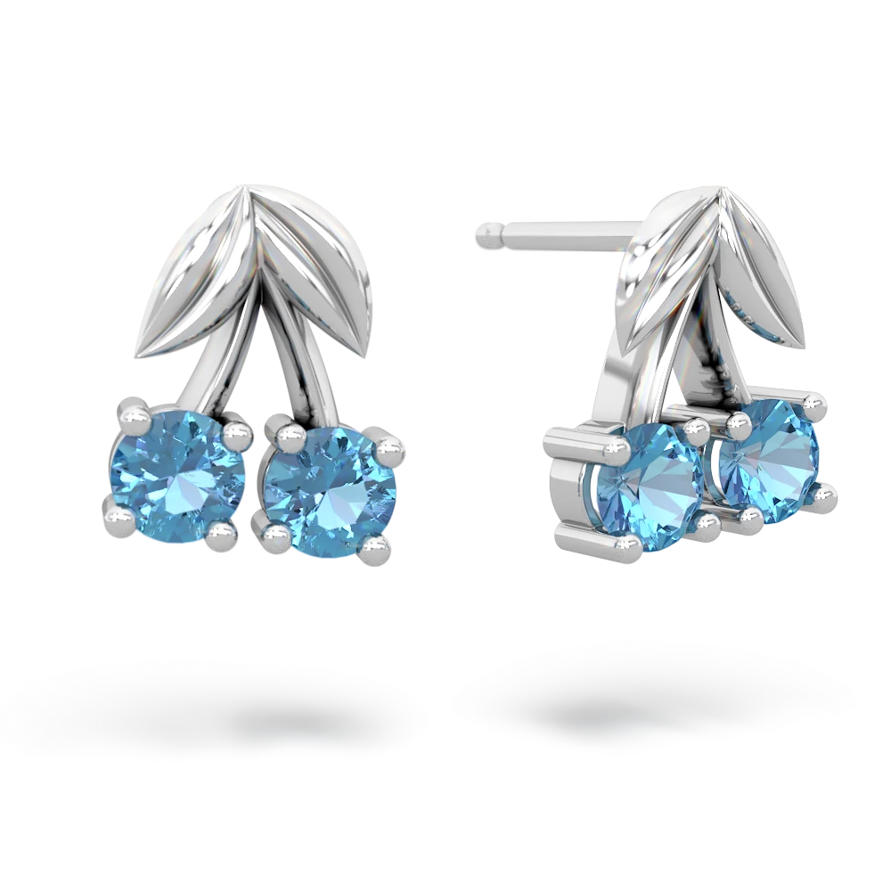 Blue Topaz Sweet Cherries 14K White Gold earrings E7001