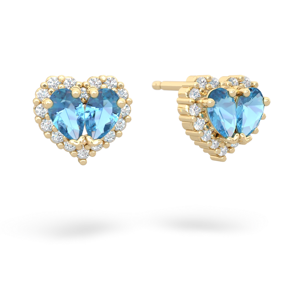 Blue Topaz Halo 14K Yellow Gold earrings E7008