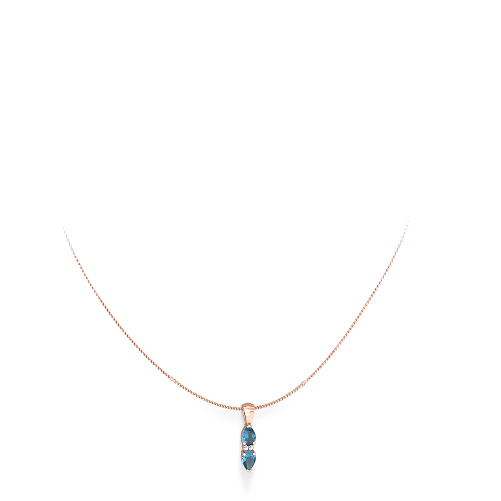 Blue Topaz Bowtie Drop 14K Rose Gold pendant P0865