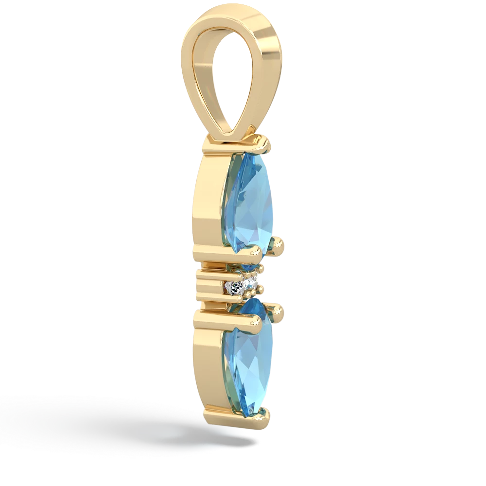 Blue Topaz Bowtie Drop 14K Yellow Gold pendant P0865