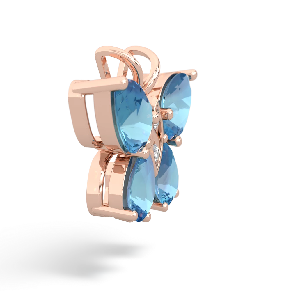 Blue Topaz Butterfly 14K Rose Gold pendant P2215