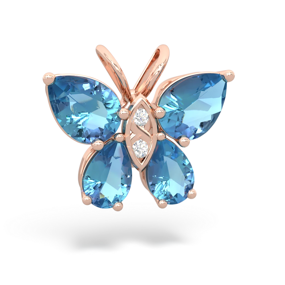 Blue Topaz Butterfly 14K Rose Gold pendant P2215