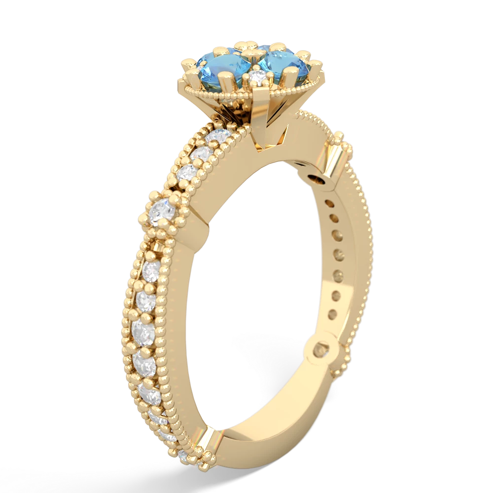 Blue Topaz Sparkling Tiara Cluster 14K Yellow Gold ring R26293RD