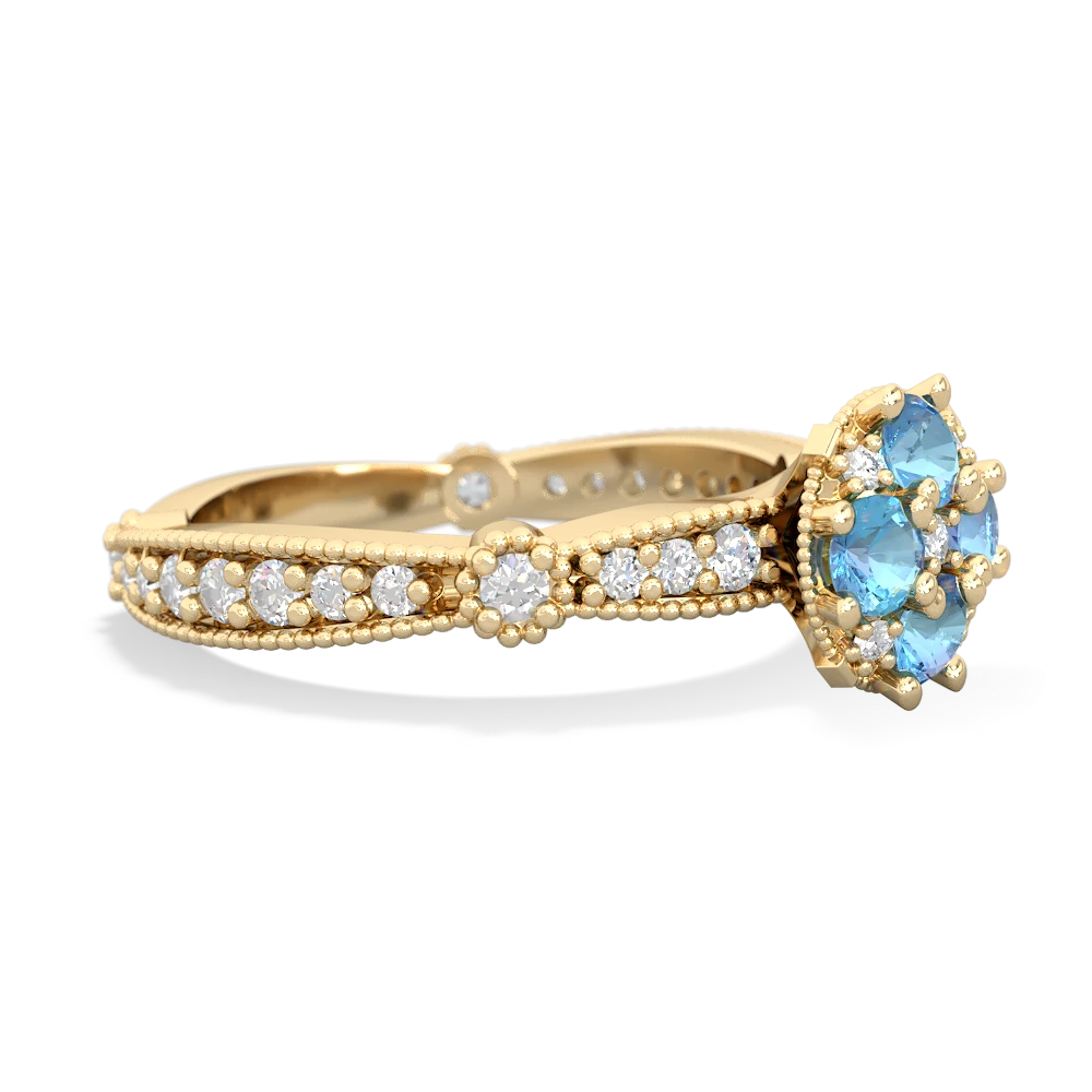 Blue Topaz Sparkling Tiara Cluster 14K Yellow Gold ring R26293RD